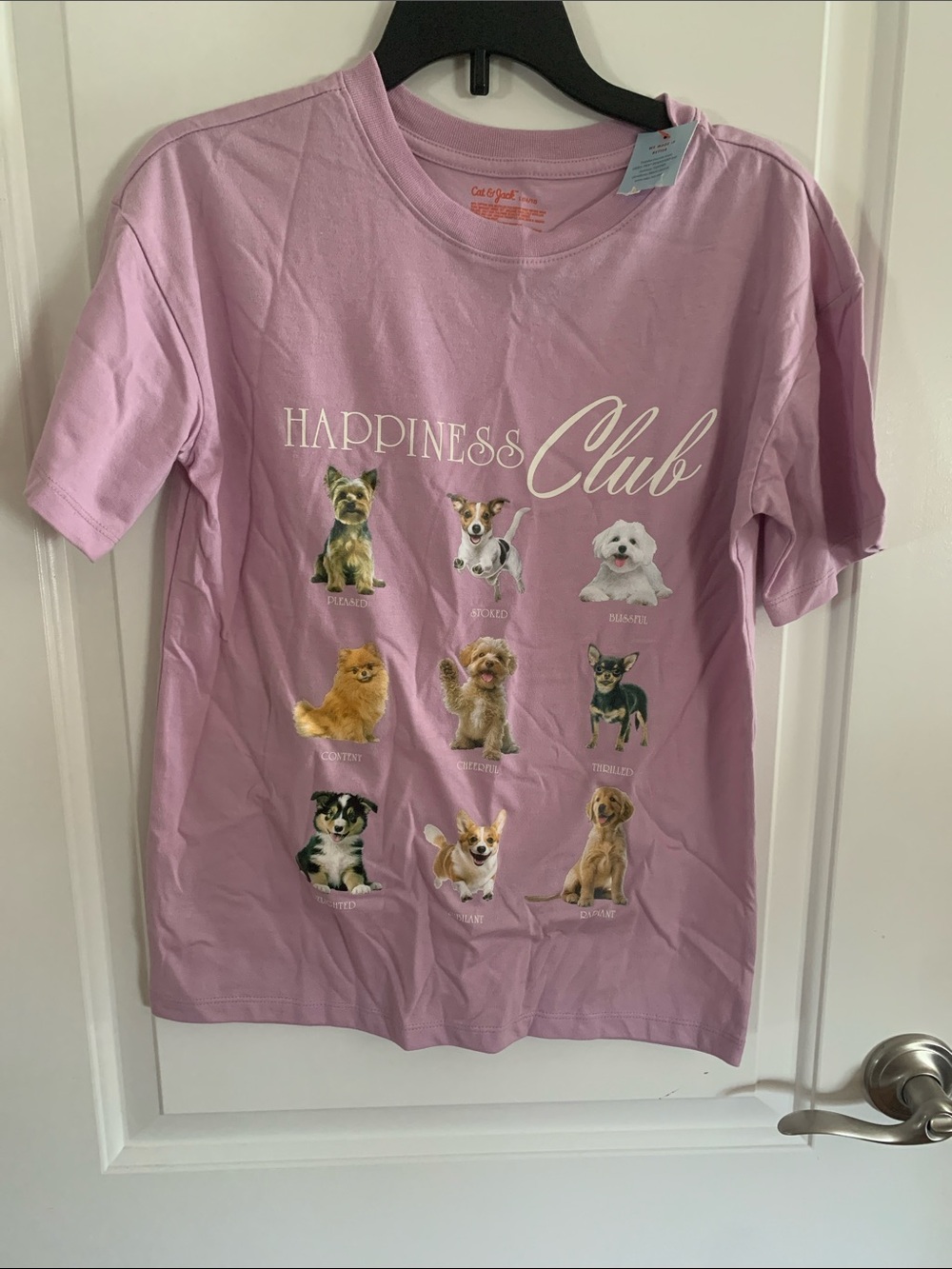 NWT Cat & Jack Lavender 'Happiness Club' Puppy Graphic Tee - Picture 2 of 5